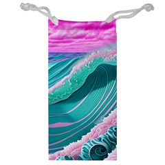 Pink Ocean Waves Jewelry Bag by GardenOfOphir