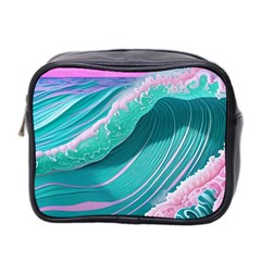 Pink Ocean Waves Mini Toiletries Bag (two Sides) by GardenOfOphir