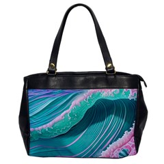 Pink Ocean Waves Oversize Office Handbag by GardenOfOphir