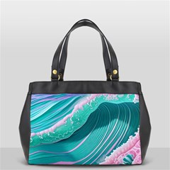 Pink Ocean Waves Oversize Office Handbag (2 Sides) by GardenOfOphir