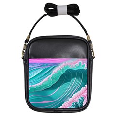 Pink Ocean Waves Girls Sling Bag by GardenOfOphir