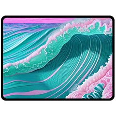 Pink Ocean Waves One Side Fleece Blanket (large) by GardenOfOphir