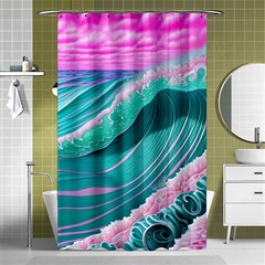 Pink Ocean Waves Shower Curtain 48  X 72  (small)  by GardenOfOphir