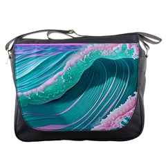 Pink Ocean Waves Messenger Bag by GardenOfOphir