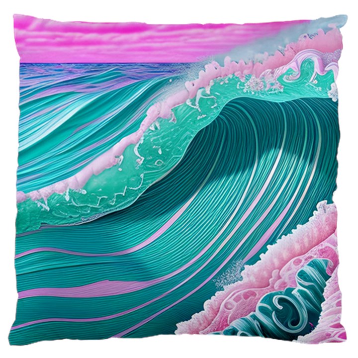 Pink Ocean Waves Large Cushion Case (One Side)