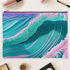 Pink Ocean Waves Cosmetic Bag (xxxl) by GardenOfOphir