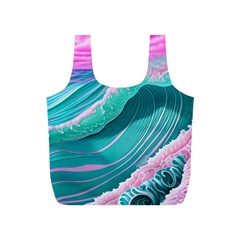 Pink Ocean Waves Full Print Recycle Bag (s) by GardenOfOphir