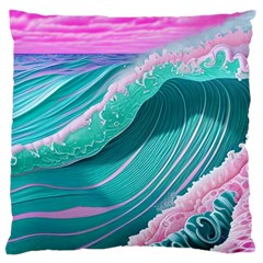 Pink Ocean Waves Standard Premium Plush Fleece Cushion Case (one Side) by GardenOfOphir