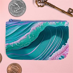 Pink Ocean Waves Large Coin Purse by GardenOfOphir