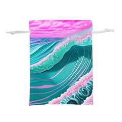 Pink Ocean Waves Lightweight Drawstring Pouch (s) by GardenOfOphir