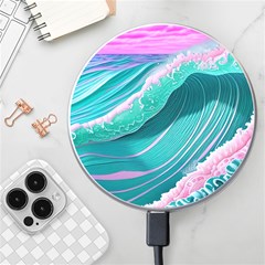 Pink Ocean Waves Wireless Fast Charger(white) by GardenOfOphir