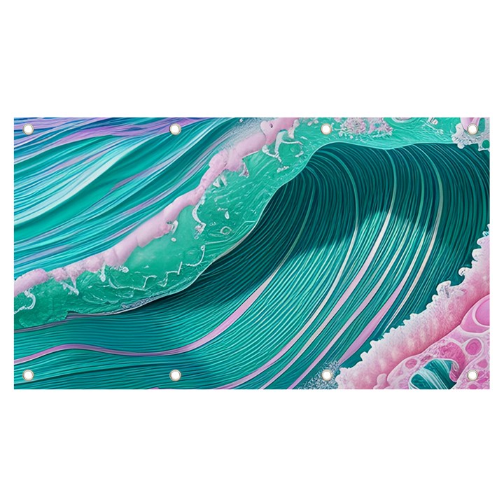 Pink Ocean Waves Banner and Sign 7  x 4 