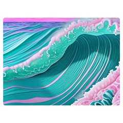 Pink Ocean Waves One Side Premium Plush Fleece Blanket (extra Small) by GardenOfOphir