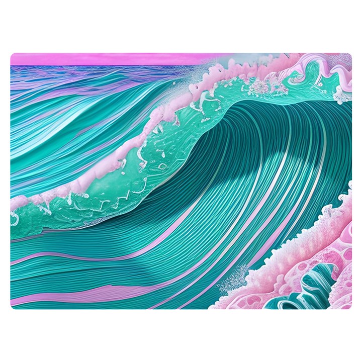 Pink Ocean Waves Premium Plush Fleece Blanket (Extra Small)