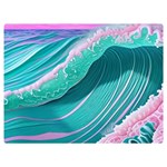 Pink Ocean Waves Premium Plush Fleece Blanket (Extra Small) 40 x30  Blanket Back