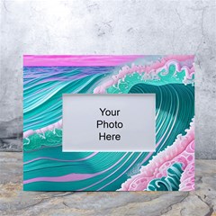 Pink Ocean Waves White Tabletop Photo Frame 4 x6  by GardenOfOphir