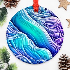 Ocean Waves In Pastel Tones Round Ornament (two Sides) by GardenOfOphir