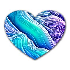 Ocean Waves In Pastel Tones Heart Mousepad by GardenOfOphir