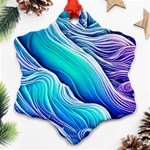 Ocean Waves In Pastel Tones Snowflake Ornament (Two Sides) Front