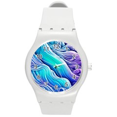 Ocean Waves In Pastel Tones Round Plastic Sport Watch (m) by GardenOfOphir