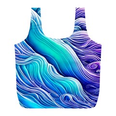 Ocean Waves In Pastel Tones Full Print Recycle Bag (l) by GardenOfOphir