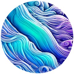 Ocean Waves In Pastel Tones Wooden Puzzle Round by GardenOfOphir