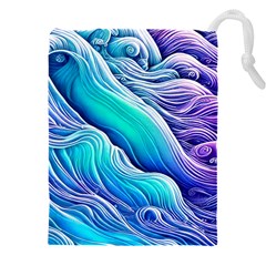 Ocean Waves In Pastel Tones Drawstring Pouch (4xl) by GardenOfOphir