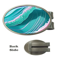 Pink Ocean Waves Money Clips (oval)  by GardenOfOphir