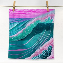 Pink Ocean Waves Face Towel