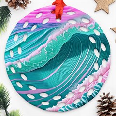 Pink Ocean Waves Round Filigree Ornament (two Sides) by GardenOfOphir