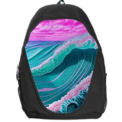 Pink Ocean Waves Backpack Bag by GardenOfOphir