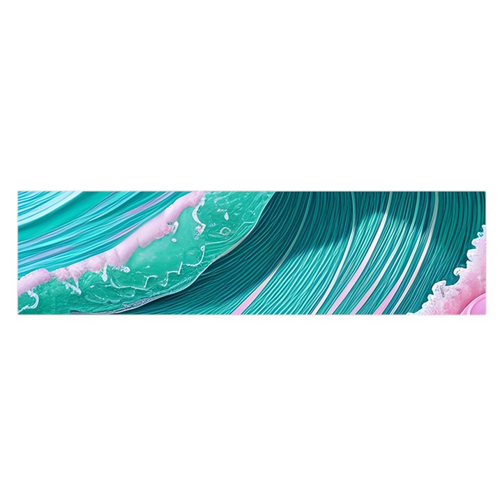 Pink Ocean Waves Oblong Satin Scarf (16  x 60 )