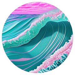 Pink Ocean Waves Round Trivet