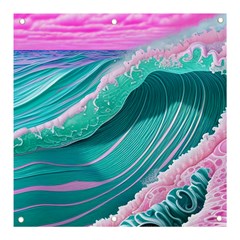 Pink Ocean Waves Banner And Sign 3  X 3  by GardenOfOphir