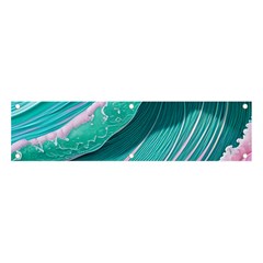 Pink Ocean Waves Banner And Sign 4  X 1  by GardenOfOphir