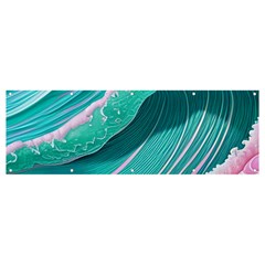 Pink Ocean Waves Banner And Sign 12  X 4  by GardenOfOphir