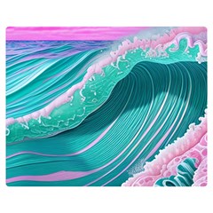 Pink Ocean Waves One Side Premium Plush Fleece Blanket (medium) by GardenOfOphir