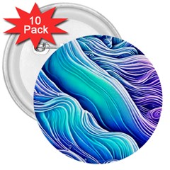 Ocean Waves In Pastel Tones 3  Buttons (10 Pack)  by GardenOfOphir