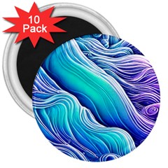 Ocean Waves In Pastel Tones 3  Magnets (10 Pack)  by GardenOfOphir