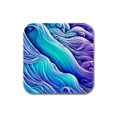 Ocean Waves In Pastel Tones Rubber Square Coaster (4 Pack) by GardenOfOphir