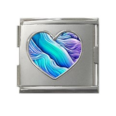 Ocean Waves In Pastel Tones Mega Link Heart Italian Charm (18mm) by GardenOfOphir