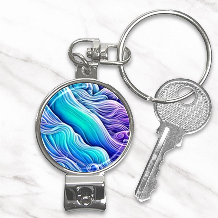 Ocean Waves In Pastel Tones Nail Clippers Key Chain