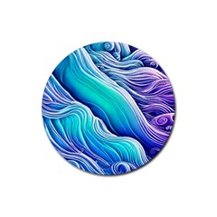 Ocean Waves In Pastel Tones Rubber Round Coaster (4 Pack) by GardenOfOphir