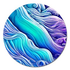 Ocean Waves In Pastel Tones Magnet 5  (round) by GardenOfOphir