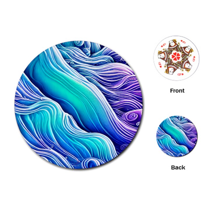 Ocean Waves In Pastel Tones Playing Cards Single Design (Round)