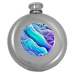 Ocean Waves In Pastel Tones Round Hip Flask (5 Oz) by GardenOfOphir