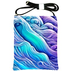 Ocean Waves In Pastel Tones Shoulder Sling Bag by GardenOfOphir