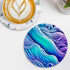 Ocean Waves In Pastel Tones Uv Print Round Tile Coaster by GardenOfOphir