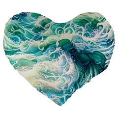 The Endless Sea Large 19  Premium Heart Shape Cushions by GardenOfOphir