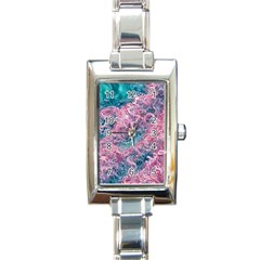 Ocean Waves In Pink Ii Rectangle Italian Charm Watch by GardenOfOphir